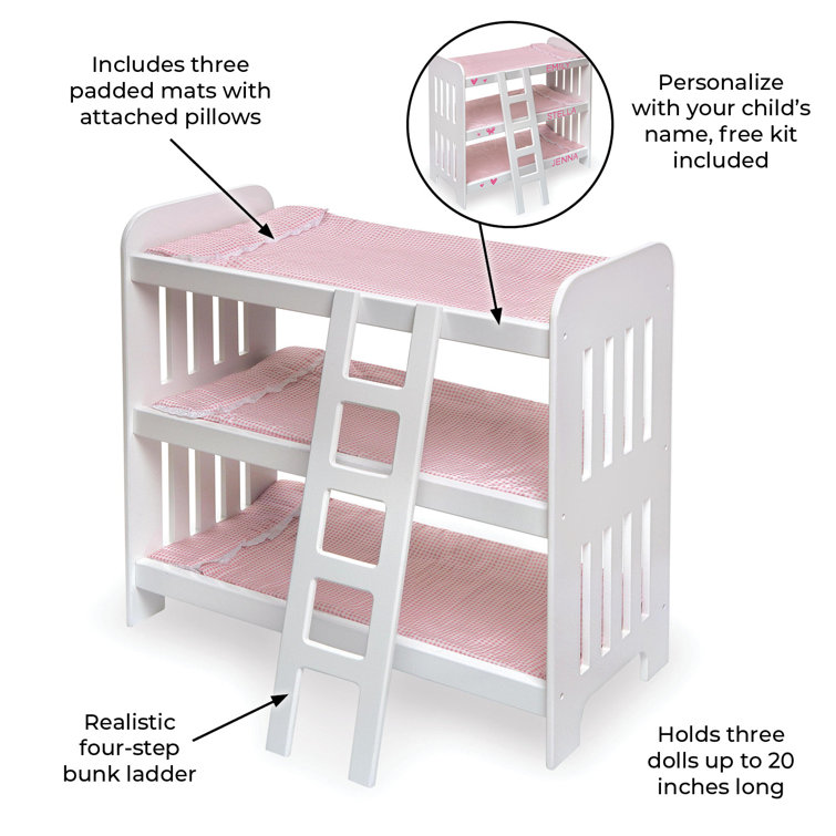 Badger basket doll bunk beds best sale with ladder and storage armoire